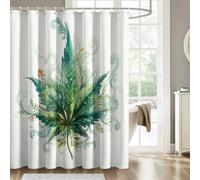Cannabis Shower Curtain, Marijuana Leaf Green Bathroom Decor, Wet Room Bath Accessories, Polyester Fabric Shower Curtain 12 Hooks, Anti Mould Waterproof, 280 x 200 (NF191)