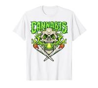 Cannabis, Smoking, Skull 420 Weed Funny Marijuana Men Women T-Shirt