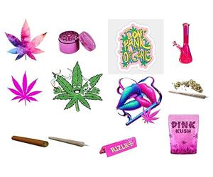 Cannabis Themed Edible Cake Toppers, Pink, Premium Icing Sheet