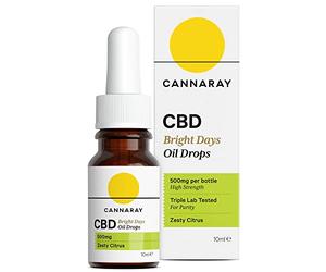 Cannaray CBD Oil Drops - Bright Days, 500mg, Zesty Citrus | High Strength CBD (10ml)