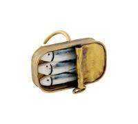 Canned Sardines Adjustable Ring, Porcelain Sardines, Fun Ring, Tin of Sardines, Tin of Sardines Ring, Tin of Sardines Necklace, Quirky Ring Necklace Ornament (Gold, Ring)