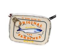 Canned Sardines Style Cosmetic Bag Creative Bath Travel Bag Portable Fashion Zipper Multi-Function Soft for Weekend Vacation(Beige)