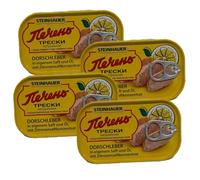 Canned Stein-hauer'sEasy Open Cod Liver With Lemon Own Juice Canned Foods Healthy And Delicious Tasty Spread on Bread Fish Ukraine Origin 120g (Pack of 4)
