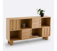 Cannelo, Low Oak Veneered Bookcase L165cm Oak