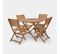 VonHaus Outdoor Dining Table and Chairs Set 4 - Wooden Folding Garden Dining Set with Teak Oil Coating - Weather Resistant Acacia Wood Patio Set - Wooden Garden Furniture - Cannes
