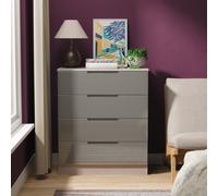 Crowndale Milan 4 Drawer Grey Gloss and Grey Oak Chest of Drawers Ready Assembled - Grey Gloss & Grey Oak - Wilko