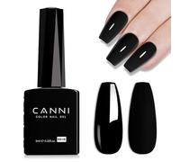CANNI - Black Gel Nail Polish, 1 Piece Dark Black Gel Nail Polish, High Gloss Gel Nail Polish, Soak in U