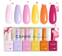 CANNI Gel Nail Polish Set Pink No Hem 6 Colors and 9ml Gel Nail Polish Set Hot Pink Lavender Purple Yellow Orange Manicure Set with LED Gel Soak Off for Salon