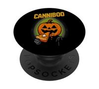 Canniboo Funny Pixel Art Jack O'Lantern Eating Pie Halloween PopSockets Adhesive PopGrip