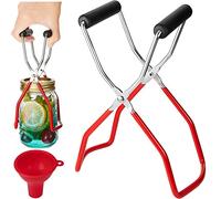 Canning Jar Lifter Tong Stainless Steel Jar Lifter with Grip Handle for Safe and Secure Grip Non-Slip Jar Lift Tong for Home Kitchen with a Wide -Mouth Silicone Funnel