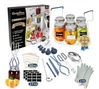Canning Kit for Beginners of 12 - Canning Supplies Starter Kit with Rack，Silicone Oven Gloves，Funnel，Jar Lifter，Wrench，Tongs，Lid Lifter，Bubble Popper，Ladle，Labels，Measuring spoon - G12 - Blue