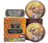 Canning Lids- Food Grade Thickest BPA/BPS free Mason Jar Lids & Canning Supplies- Canning Jars Lid for Wide Mouth Mason Jars.Airtight seal Bee Can Lids & Canning Jar Lids by Supa Ant-50pk