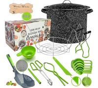 Canning Pot with Rack and Full Canning Set + ½ Pint ladle + Measuring Cups - Canning Supplies - Canning Kit for Beginner, Food Grade Stainless Steel Canning Accessories - Canning Supplies Starter Kit