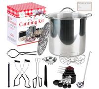 Canning pot with rack and lid - Water bath canner for canning - Complete premium canning kit with large Pot 21.5 Qt in stainless steel 304 - The French canning kit by La Cuisine de Camille