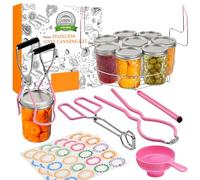 Canning Supplies Starter Kit with Stainless Steel Rack and Accessories, Includes Jar Lifter Tongs, Funnels, Lid Lifter for Pot, Water Bath & Pressure Canner