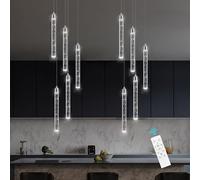 CANNKKL 30-Lights Modern LED Chandelier, Dimmable Spiral Crystal Light Fixture for Living Room, Entryway, Staircase, Foyer, Dining Room - Elegant Gold Bubble Design. (Silver 5 lights)