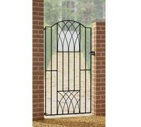 Abbey Bow Top Tall Metal Garden Gate 180cm High Black