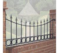Cannock Gates Balmoral Premium Range Spear Top Railing Panel Shaped With Rings Fits Opening - Steel - Fits Gap Of 1830 mm X 735 mm High - Primed