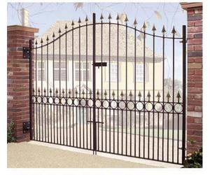 Cannock Gates Balmoral Premium Range Spear Top Tall Bow Top Double Gate - Solid Steel - Fits Gap Of 2438 mm X 2082 mm High - Primed