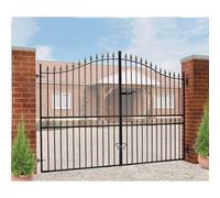 Cannock Gates Corfe Premium Spear Top Tall Bow Top Double Estate Gate - Steel - Fits Gap 3048 mm X 2083 mm High - Electro Galv./black