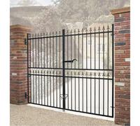 Cannock Gates Corfe Premium Spear Top Tall Flat Top Double Gate - Steel - Fits Gap 2134 mm X 1778 mm High - Electro Galv./black Powder Coated