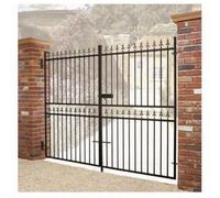 Cannock Gates Corfe Premium Spear Top Tall Flat Top Double Gate - Steel - Fits Gap 3658 mm X 1778 mm High - Electro Galv./black Powder Coated