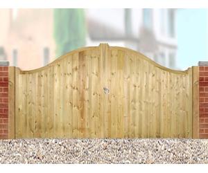 Cannock Gates Drayton Low Shaped Top Double Gate - Pressure Treated Scandinavian Redwood - W3000 X H1250 mm