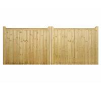 Cannock Gates Drayton Square Top Low Double Driveway Gate - Pressure Treated Scandinavian Redwood - W2700 X H950 mm