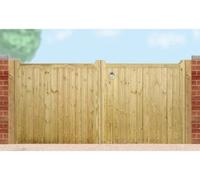 Cannock Gates Drayton Square Top Low Double Driveway Gate - Pressure Treated Scandinavian Redwood - W3300 X H950 mm