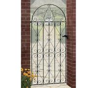 Cannock Gates Regent Scroll Tall Bow Top Single Gate - Solid Steel - Fits Gap of 863 mm x 1791 mm High - Electro Galvanised/Black Powder Coated