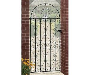 Cannock Gates Regent Scroll Tall Bow Top Single Gate - Solid Steel - Fits Gap of 863 mm x 1791 mm High - Electro Galvanised/Black Powder Coated