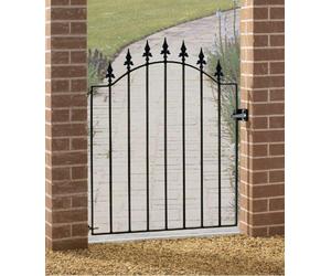 Cannock Gates Saxon-Warwick Spear Low Bow Top Single Gate - Solid Steel - Fits Gap Of 955 mm X 1076 mm High - Electro Galv./black Powder Coated