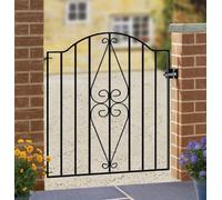Cannock Gates Stirling Scroll Henley Low Bow Top Single Gate - Steel - Fits Gap Of 955 mm X 946 mm High - Electro Galv./black Powder Coated