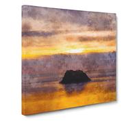 Cannon Beach Canvas Print | Gallery Wrapped 30mm Frame Wall Art | 14x14 inches | Ready to Hang | Coastal Seascape Picture | Living Room Bedroom Lounge Office