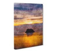 Cannon Beach Canvas Print | Gallery Wrapped 30mm Frame Wall Art | 24x16 inches | Ready to Hang | Coastal Seascape Picture | Living Room Bedroom Lounge Office