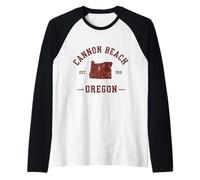 Cannon Beach Oregon Est 1910 Raglan Baseball Tee