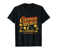 Cannon Beach Oregon Sunset Palm Tree Coast Value Graphic T-Shirt