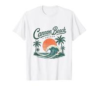 Cannon Beach Oregon Vintage Sunset Wave Value Graphic T-Shirt, Men, White, S