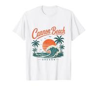 Cannon Beach Oregon Vintage Sunset Wave Value Graphic T-Shirt, Men, White, S