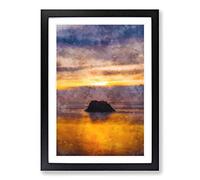 Cannon Beach Painting Framed Print | A2 Black Framed Wall Art | Ready to Hang | Modern Beach Picture | Living Room Bedroom Lounge Office