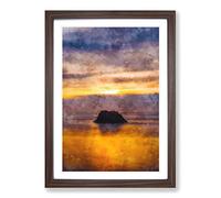 Cannon Beach Painting Framed Print | A2 Walnut Framed Wall Art | Ready to Hang | Modern Beach Picture | Living Room Bedroom Lounge Office