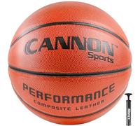Cannon Sports Leather Composite Official Size Basketball Indoor and Outdoor Play with Ball Pump (Official Size 7, 29.5", Orange)