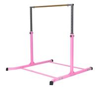 Cannons UK Gymnastics Bar - Junior Training Bar, Adjustable Height 95-146.5cm, Stainless Steel, Powder Coated, Fibreglass Rail, Pink