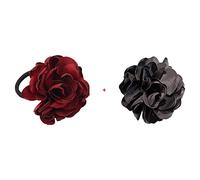CANNXI 2 Pcs Colorful Large Flower Hair Handmade Elastics Stretchy Hair Ties Ponytail Holder Band Gift for Women Girl