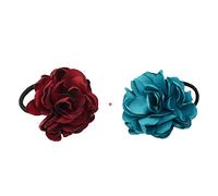 CANNXI 2 Pcs Colorful Large Flower Hair Handmade Elastics Stretchy Hair Ties Ponytail Holder Band Gift for Women Girl