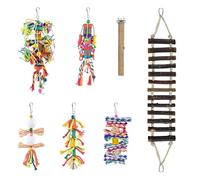 CANNXI Bird Toy,7-Pack Bird Perch Ladder Colorful Parrot Chewing Foraging Hanging Toy for Parakeets Love Birds