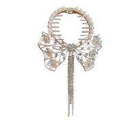CANNXI Bowknot Tassels Pills Head Ponytail Buckle Rhinestones Hairband Hairs Clip Headdress Accessory for Women and Girls