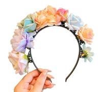 CANNXI Colorful Flower Headband Bohemian Hair Accessory Cosplay Hair Hoop Clip Hawaii Florals Wreaths Hairband for Girls