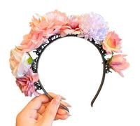 CANNXI Colorful Flower Headband Bohemian Hair Accessory Cosplay Hair Hoop Clip Hawaii Florals Wreaths Hairband for Girls