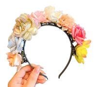 CANNXI Colorful Flower Headband Bohemian Hair Accessory Cosplay Hair Hoop Clip Hawaii Florals Wreaths Hairband for Girls